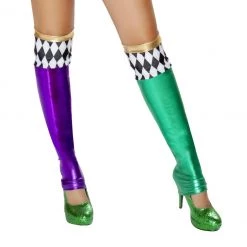 Roma Costume Hosiery Pair Of Purple And Green Metallic Leggings