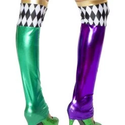 Roma Costume Hosiery Pair Of Purple And Green Metallic Leggings