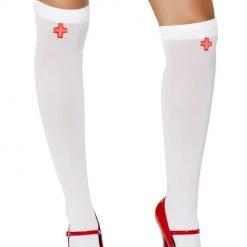 Roma Costume Pair Of White Nurse Stockings With Red Cross Costumes