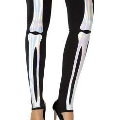 Roma Costume Black Silver Skeleton Leggings Hosiery