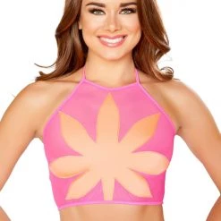 Roma Costume Sheer Top With Leaf Detail