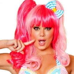 Roma Costume Hot Pink And Baby Pink Wig